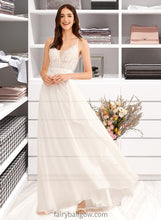 Load image into Gallery viewer, Paityn A-Line V-neck Floor-Length Wedding Dress With Sequins XXCP0013797