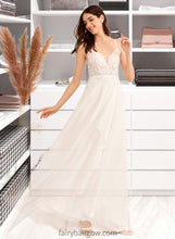 Load image into Gallery viewer, Paityn A-Line V-neck Floor-Length Wedding Dress With Sequins XXCP0013797