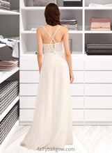 Load image into Gallery viewer, Paityn A-Line V-neck Floor-Length Wedding Dress With Sequins XXCP0013797