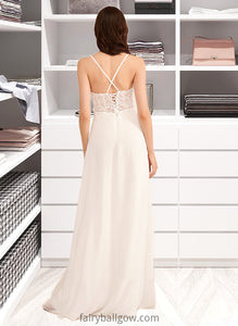 Paityn A-Line V-neck Floor-Length Wedding Dress With Sequins XXCP0013797