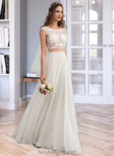 Load image into Gallery viewer, Jasmin A-Line Scoop Neck Floor-Length Chiffon Wedding Dress With Beading Sequins XXCP0013799