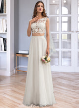 Load image into Gallery viewer, Jasmin A-Line Scoop Neck Floor-Length Chiffon Wedding Dress With Beading Sequins XXCP0013799