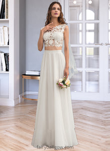 Jasmin A-Line Scoop Neck Floor-Length Chiffon Wedding Dress With Beading Sequins XXCP0013799