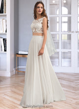 Load image into Gallery viewer, Jasmin A-Line Scoop Neck Floor-Length Chiffon Wedding Dress With Beading Sequins XXCP0013799