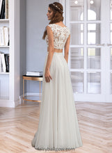 Load image into Gallery viewer, Jasmin A-Line Scoop Neck Floor-Length Chiffon Wedding Dress With Beading Sequins XXCP0013799