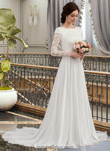 Load image into Gallery viewer, Chana A-Line Scoop Neck Court Train Chiffon Wedding Dress With Beading XXCP0013800