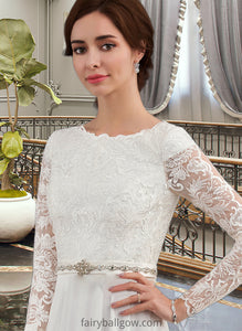 Chana A-Line Scoop Neck Court Train Chiffon Wedding Dress With Beading XXCP0013800