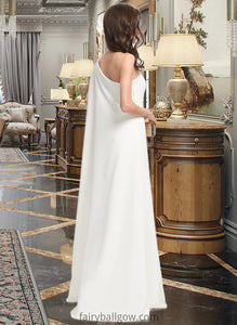 Nellie Sheath/Column One-Shoulder Floor-Length Stretch Crepe Wedding Dress XXCP0013801