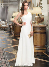 Load image into Gallery viewer, Nellie Sheath/Column One-Shoulder Floor-Length Stretch Crepe Wedding Dress XXCP0013801