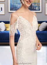 Load image into Gallery viewer, Karli Trumpet/Mermaid V-neck Chapel Train Wedding Dress With Beading Sequins XXCP0013802