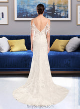 Load image into Gallery viewer, Karli Trumpet/Mermaid V-neck Chapel Train Wedding Dress With Beading Sequins XXCP0013802