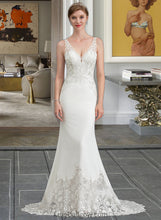 Load image into Gallery viewer, Liana Trumpet/Mermaid V-neck Court Train Stretch Crepe Wedding Dress XXCP0013803