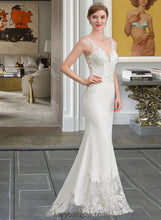 Load image into Gallery viewer, Liana Trumpet/Mermaid V-neck Court Train Stretch Crepe Wedding Dress XXCP0013803