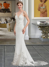 Load image into Gallery viewer, Liana Trumpet/Mermaid V-neck Court Train Stretch Crepe Wedding Dress XXCP0013803