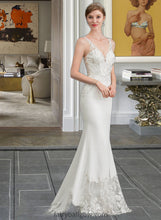 Load image into Gallery viewer, Liana Trumpet/Mermaid V-neck Court Train Stretch Crepe Wedding Dress XXCP0013803