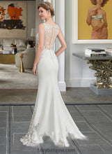 Load image into Gallery viewer, Liana Trumpet/Mermaid V-neck Court Train Stretch Crepe Wedding Dress XXCP0013803