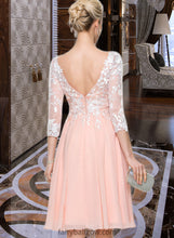 Load image into Gallery viewer, Setlla Scoop Neck Knee-Length Chiffon Wedding Dress XXCP0013805