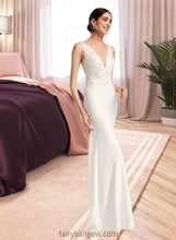 Load image into Gallery viewer, Rayna Sheath/Column V-neck Court Train Wedding Dress With Sequins XXCP0013807