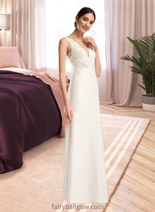 Rayna Sheath/Column V-neck Court Train Wedding Dress With Sequins XXCP0013807