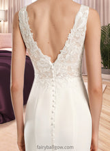 Load image into Gallery viewer, Rayna Sheath/Column V-neck Court Train Wedding Dress With Sequins XXCP0013807