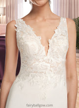 Load image into Gallery viewer, Rayna Sheath/Column V-neck Court Train Wedding Dress With Sequins XXCP0013807