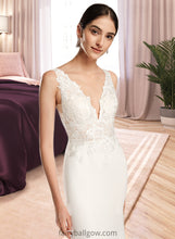 Load image into Gallery viewer, Rayna Sheath/Column V-neck Court Train Wedding Dress With Sequins XXCP0013807