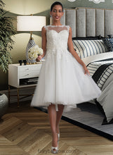 Load image into Gallery viewer, Marian A-Line Illusion Asymmetrical Tulle Wedding Dress With Ruffle XXCP0013808