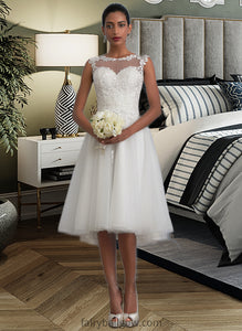 Marian A-Line Illusion Asymmetrical Tulle Wedding Dress With Ruffle XXCP0013808