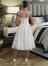 Load image into Gallery viewer, Marian A-Line Illusion Asymmetrical Tulle Wedding Dress With Ruffle XXCP0013808