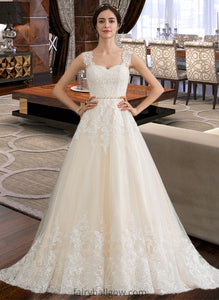 Janelle Ball-Gown/Princess Sweetheart Court Train Tulle Wedding Dress With Beading Sequins XXCP0013813