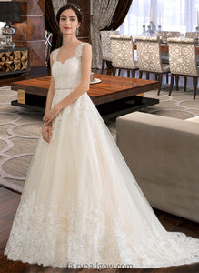 Janelle Ball-Gown/Princess Sweetheart Court Train Tulle Wedding Dress With Beading Sequins XXCP0013813