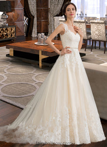 Janelle Ball-Gown/Princess Sweetheart Court Train Tulle Wedding Dress With Beading Sequins XXCP0013813