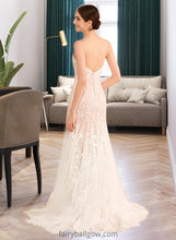 Load image into Gallery viewer, Roberta Trumpet/Mermaid V-neck Court Train Wedding Dress With Lace XXCP0013814