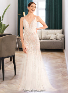 Roberta Trumpet/Mermaid V-neck Court Train Wedding Dress With Lace XXCP0013814