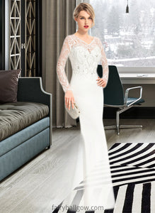 Carolyn Trumpet/Mermaid V-neck Sweep Train Stretch Crepe Wedding Dress With Beading Sequins XXCP0013816