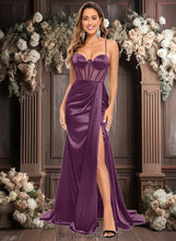 Load image into Gallery viewer, Teagan Trumpet/Mermaid Sweetheart Sweep Train Stretch Satin Prom Dresses XXCP0025836