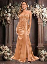 Load image into Gallery viewer, Teagan Trumpet/Mermaid Sweetheart Sweep Train Stretch Satin Prom Dresses XXCP0025836