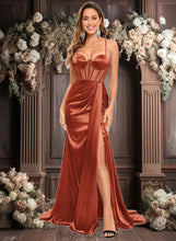 Load image into Gallery viewer, Teagan Trumpet/Mermaid Sweetheart Sweep Train Stretch Satin Prom Dresses XXCP0025836