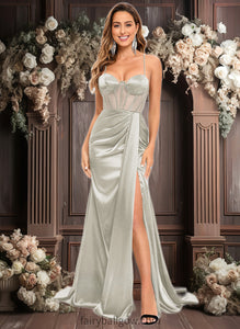 Teagan Trumpet/Mermaid Sweetheart Sweep Train Stretch Satin Prom Dresses XXCP0025836