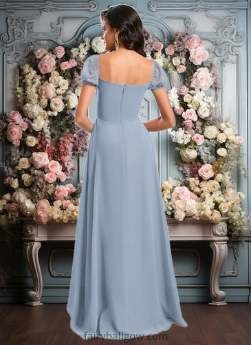 Gina A-line Square Floor-Length Chiffon Prom Dresses With Ruffle XXCP0025872