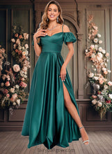 Load image into Gallery viewer, Karma A-line Off the Shoulder Sweetheart Floor-Length Satin Prom Dresses XXCP0025852