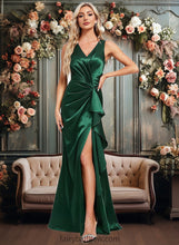 Load image into Gallery viewer, Hailey Trumpet/Mermaid V-Neck Floor-Length Stretch Satin Bridesmaid Dress XXCP0025812