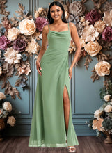 Load image into Gallery viewer, Jamie A-line Cowl Floor-Length Chiffon Bridesmaid Dress XXCP0025741