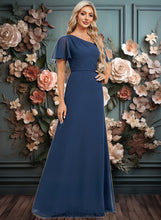 Load image into Gallery viewer, Jaslene A-line Asymmetrical Floor-Length Chiffon Bridesmaid Dress With Ruffle XXCP0025801