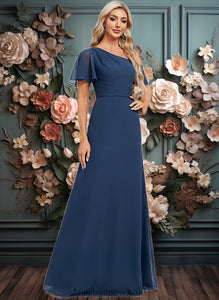 Jaslene A-line Asymmetrical Floor-Length Chiffon Bridesmaid Dress With Ruffle XXCP0025801