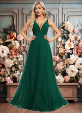 Load image into Gallery viewer, Ayanna A-line V-Neck Floor-Length Chiffon Bridesmaid Dress XXCP0025813