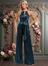 Load image into Gallery viewer, Gianna Jumpsuit/Pantsuit Halter Floor-Length Stretch Satin Bridesmaid Dress XXCP0025805