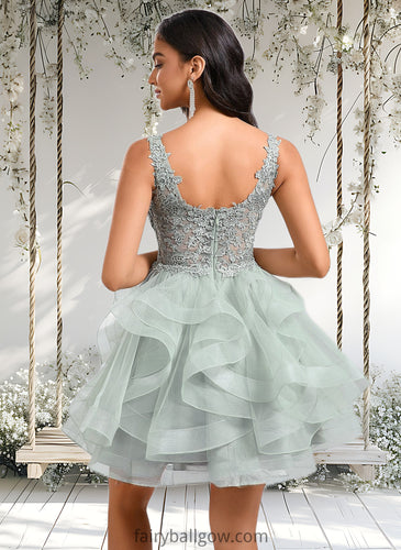 Alaina Ball-Gown/Princess V-Neck Short Tulle Lace Homecoming Dress XXCP0025671