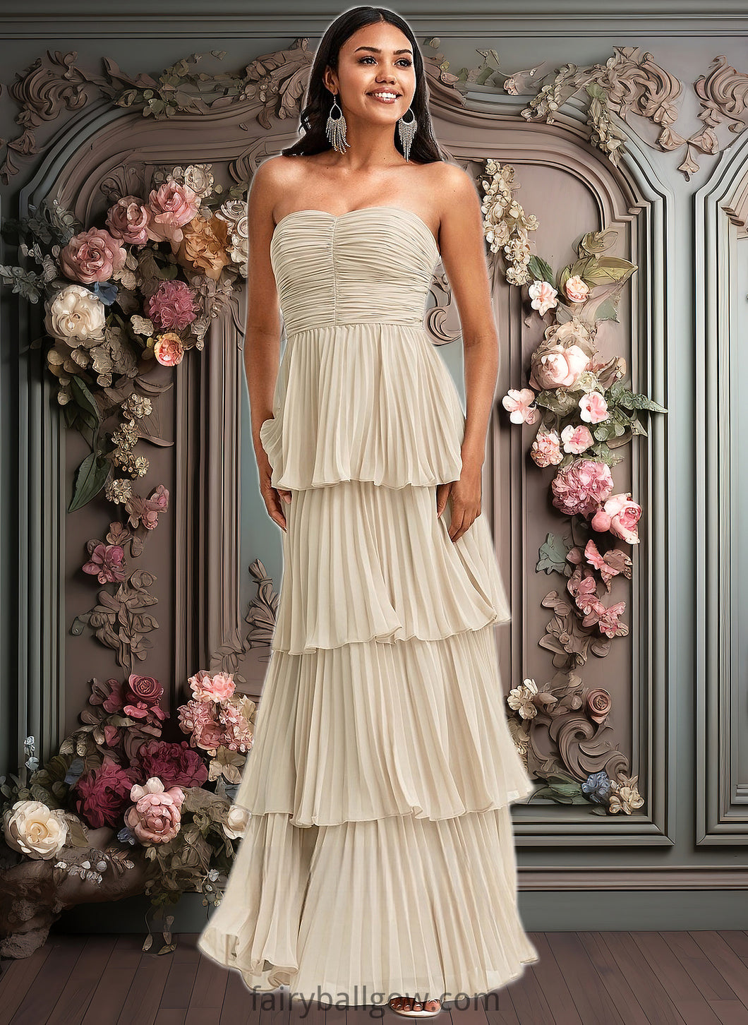 Christine A-line Sweetheart Floor-Length Chiffon Bridesmaid Dress XXCP0025762