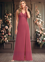 Load image into Gallery viewer, Fatima A-line V-Neck Floor-Length Chiffon Bridesmaid Dress XXCP0025753